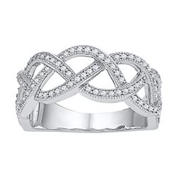 Diamond Woven Strand Band Ring 1/2 Cttw 10kt White Gold