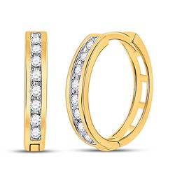 Diamond Hoop Earrings 1/5 Cttw 10kt Yellow Gold