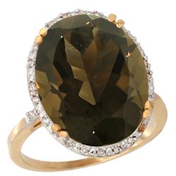 13.71 CTW Quartz & Diamond Ring 14K Yellow Gold - REF-59N4Y