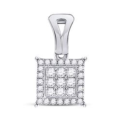 Diamond Square Cluster Pendant 1/2 Cttw 14kt White Gold