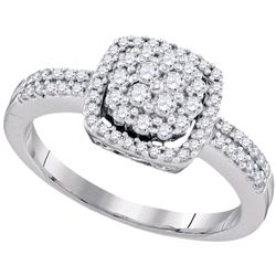 Diamond Square Frame Cluster Ring 1/2 Cttw 10kt White Gold