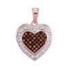 Image 1 : Round Red Color Enhanced Diamond Heart Halo Pendant 1/8 Cttw 10kt Rose Gold