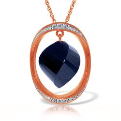 Genuine 15.35 ctw Sapphire & Diamond Necklace 14KT Rose Gold - REF-124P2H