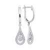 Image 1 : Diamond Cluster Teardrop Dangle Earrings 1/5 Cttw 10kt White Gold