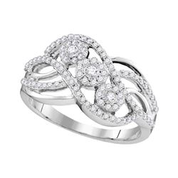 Diamond Triple Cluster Openwork Strand Ring 1/2 Cttw 14kt White Gold