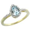 Image 1 : 1.55 CTW Aquamarine & Diamond Ring 10K Yellow Gold - REF-25Y6V