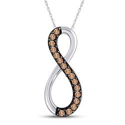 Round Brown Diamond Infinity Pendant 1/10 Cttw 10kt White Gold