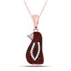 Image 1 : Round Red Color Enhanced Diamond Penguin Bird Pendant 1/4 Cttw 10kt Rose Gold