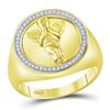 Image 1 : Mens Diamond Angel Cherub Circle Frame Ring 1/8 Cttw 10kt Yellow Gold