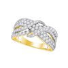 Image 1 : Round Pave-set Diamond Crossover Strand Band 1-1/2 Cttw 14kt Yellow Gold