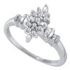 Image 1 : Round Prong-set Diamond Marquis-shape Cluster Ring 1/6 Cttw 10kt White Gold