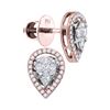 Image 1 : Oval Diamond Teardrop Cluster Stud Earrings 1/2 Cttw 14kt Rose Gold