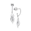 Image 1 : Diamond Oblong Cluster Dangle Earrings 1/10 Cttw 10kt White Gold