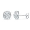 Image 1 : Diamond Concentric Cluster Screwback Earrings 1/2 Cttw 10kt White Gold