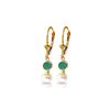 Image 1 : Genuine 5.2 ctw Emerald & Pearl Earrings 14KT Yellow Gold - REF-39A8K