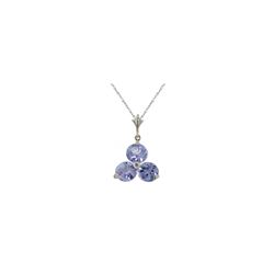 Genuine 0.75 ctw Tanzanite Necklace 14KT White Gold - REF-23N2R