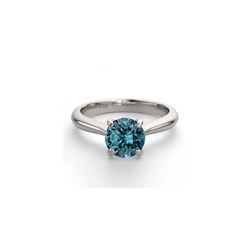 14K White Gold 1.41 ctw Blue Diamond Solitaire Ring - REF-243N6R