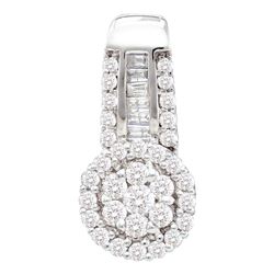 Diamond Cluster Pendant 1/2 Cttw 14kt White Gold