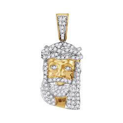 Mens Diamond Small Jesus Christ Messiah Head Charm Pendant 1/3 Cttw 10kt Yellow Gold