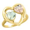 Image 1 : 1.91 CTW Diamond, Amethyst & Morganite Ring 14K Yellow Gold - REF-36F6N