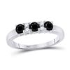Image 1 : Round Black Color Enhanced Diamond Band Ring 5/8 Cttw 10kt White Gold
