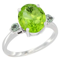 3.02 CTW Peridot & Green Sapphire Ring 10K White Gold - REF-28V5R