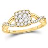 Image 1 : Diamond Square Cluster Twist Ring 1/2 Cttw 10kt Yellow Gold