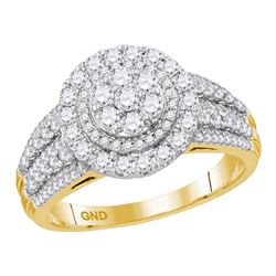 Diamond Concentric Circle Cluster Bridal Wedding Engagement Ring 1.00 Cttw 14kt Yellow Gold