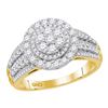 Image 1 : Diamond Concentric Circle Cluster Bridal Wedding Engagement Ring 1.00 Cttw 14kt Yellow Gold