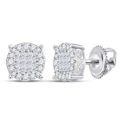 Diamond Fashion Cluster Earrings 1/4 Cttw 14kt White Gold