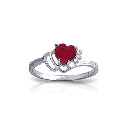 Genuine 1.02 ctw Ruby & Diamond Ring 14KT White Gold - REF-35T5A