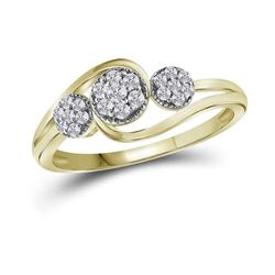 Diamond Triple Cluster Ring 1/6 Cttw 14kt Yellow Gold