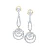 Image 1 : Diamond Circle Cluster Dangle Earrings 1.00 Cttw 10kt Yellow Gold