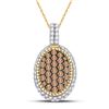 Image 1 : Round Brown Diamond Oval Rope Frame Cluster Pendant 1.00 Cttw 10kt Yellow Gold