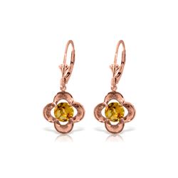 Genuine 1.10 ctw Citrine Earrings 14KT Rose Gold - REF-37Z7N