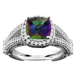 4.10 CTW Mystic Topaz & Diamond Ring 10K White Gold - REF-43A5X