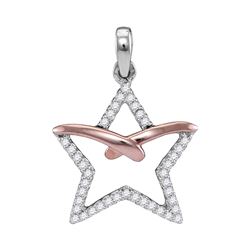 Diamond Star Outline Pendant 1/6 Cttw 10kt White Rose-tone Gold