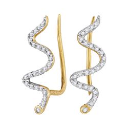 Diamond Snake Climber Earrings 1/6 Cttw 10kt Yellow Gold