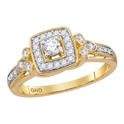 Diamond Round Halo Bridal Wedding Engagement Ring 1/3 Cttw 10kt Yellow Gold