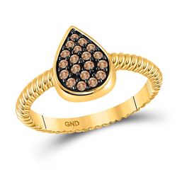 Round Brown Diamond Teardrop Cluster Ring 1/5 Cttw 10kt Yellow Gold