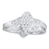 Image 1 : Round Prong-set Diamond Oval Cluster Ring 1/8 Cttw 14kt White Gold