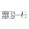 Image 1 : Diamond Square Cluster Earrings 1/4 Cttw 10kt White Gold