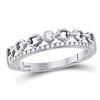 Image 1 : Diamond Rolo Link Stackable Band Ring 1/12 Cttw 10kt White Gold