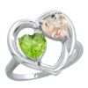 Image 1 : 1.91 CTW Diamond, Peridot & Morganite Ring 10K White Gold - REF-26A5X