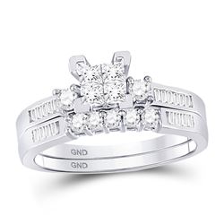 Diamond Bridal Wedding Engagement Ring Band Set 1/2 Cttw  10kt White Gold