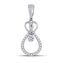 Diamond Heart Teardrop Cluster Pendant 1/10 Cttw 10kt White Gold