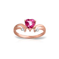 Genuine 0.96 ctw Pink Topaz & Diamond Ring 14KT Rose Gold - REF-42F2Z