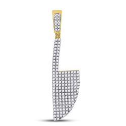 Mens Diamond Butcher Knife Charm Pendant 1/2 Cttw 10kt Yellow Gold