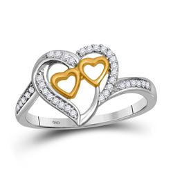 Diamond Triple Heart Ring 1/8 Cttw 10kt White Gold