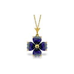 Genuine 3.6 ctw Sapphire Necklace 14KT Yellow Gold - REF-52W2Y